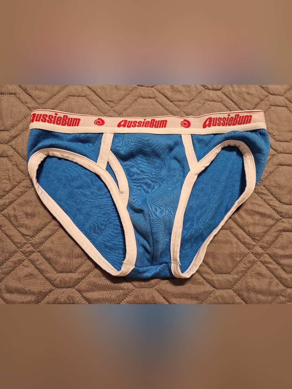 Men's Blue Briefs with White Contrast and Logo Waistband - Picture 4 of 5